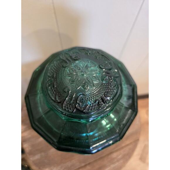 Vintage Indiana Glass Sandwich Spruce Green Canister 7.5" This Is A Rare Piece - Picture 3 of 10